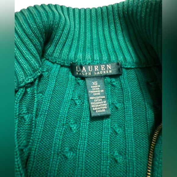 Ralph Lauren | cable knit mock neck full zip cardigan XS - Picture 7 of 11